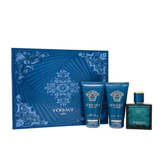 Versace Eros Gift Set 50ml Eau De Toilette + 50ml Aftershave Balm + 50ml Shower Gel