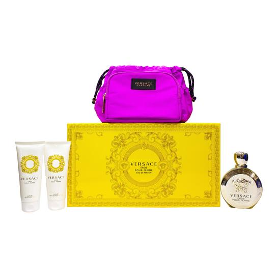 Versace Eros Pour Femme Gift Set 100ml Eau De Parfum + 100ml Body Lotion + 100ml Shower Gel + Bag