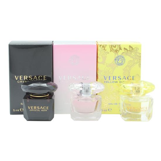 Versace Mini Set For Her Gift Set 5ml Dylan Turquoise Eau De Parfum + 5ml Dylan Purple Eau De Parfum + 5ml Crystal Noir Eau De Toilette + 5ml Bright Crystal Eau De Parfum