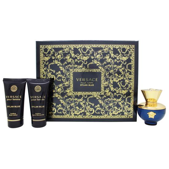 Versace Pour Femme Dylan Blue Gift Set 50ml Eau De Parfum + 50ml Body Lotion + 50ml Shower Gel