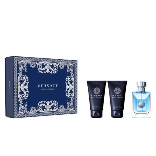 Versace Pour Homme Eau De Toilette Men's Aftershave Gift Set Spray With Shower Gel & Aftershave Balm 50ml