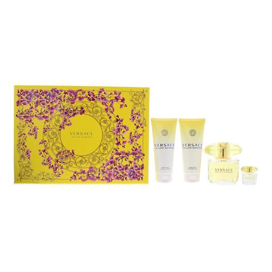 Versace Yellow Diamond Eau De Parfum 90ml Shower Gel Body Lotion Gift Set 90ml