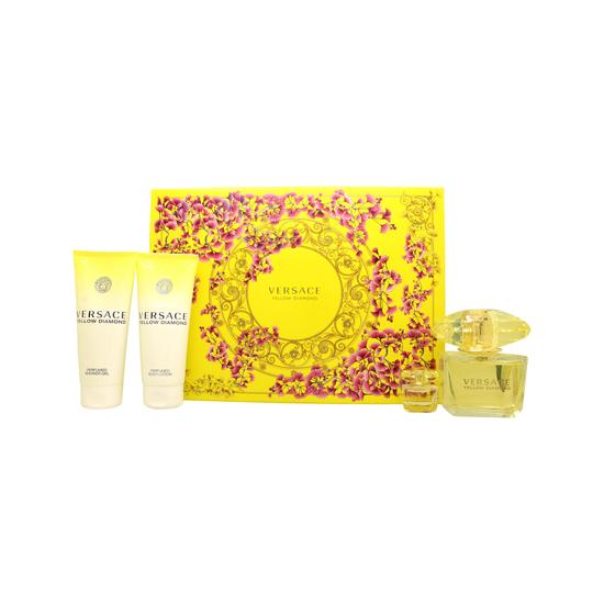 Versace Yellow Diamond Gift Set 90ml Eau De Toilette + 100ml Body Lotion + 100ml Shower Gel + 5ml Eau De Toilette