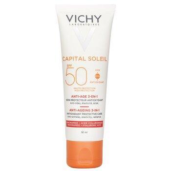 Vichy Capital Soleil Anti-Ageing 3-In-1 Daily Antioxidant Sun Care SPF 50 Anti-Wrinkles, Elasticity, Radiance 50ml