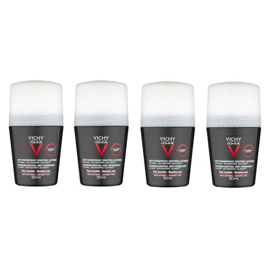 Vichy Homme Men's Extreme-Control Anti-Perspirant Roll-on Deodorant Set For Sensitive Skin 50ml