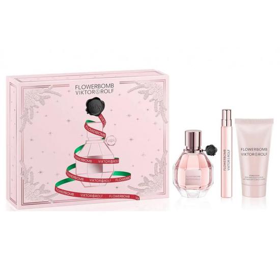 VIKTOR&ROLF Flowerbomb Eau De Parfum Gift Set 50ml & 10ml Eau De Parfum + 50ml Body Lotion