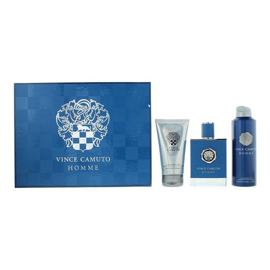 Vince Camuto Homme Eau De Toilette Gift Set 100ml Eau De Toilette, 180ml Body Spray, 150ml Body Wash