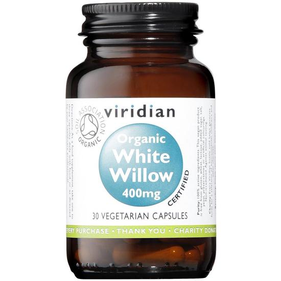 Viridian Organic White Willow 400mg Veg Capsules 30 Capsules