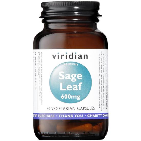 Viridian Sage Leaf Extract 600mg Veg Capsules 30 Capsules