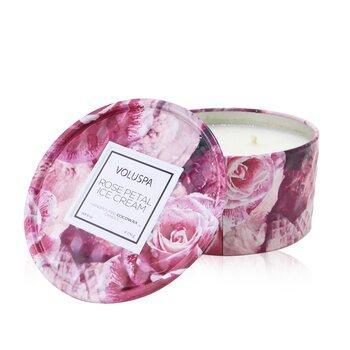 VOLUSPA 2 Wick Tin Candle Rose Petal Ice Cream 170g