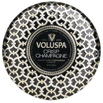 VOLUSPA 3 Wick Decorative Tin Candle Crisp Champagne 340g