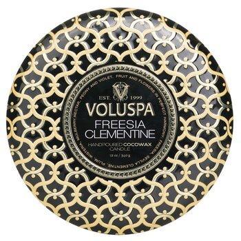 VOLUSPA 3 Wick Decorative Tin Candle Freesia Clementine 340g