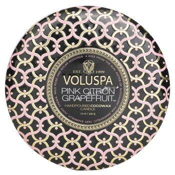 VOLUSPA 3 Wick Decorative Tin Candle Pink Citron Grapefruit 340g