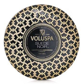 VOLUSPA 3 Wick Decorative Tin Candle Suede Noir 340g