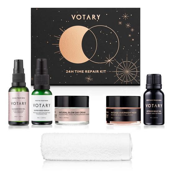 Votary 24h Time Repair Kit Cleansing Oil + Night Oil + Overnight Mask + Day Cream + Serum + Face Cloth
