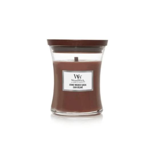 WoodWick Stone Washed Suede Medium Hourglass Candle