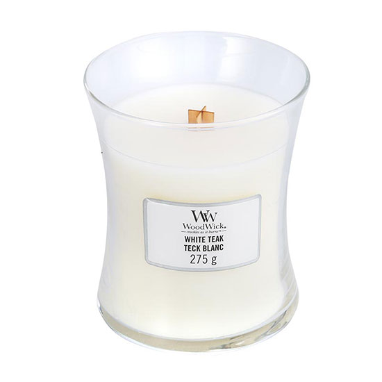 WoodWick White Teak Medium Jar Candle