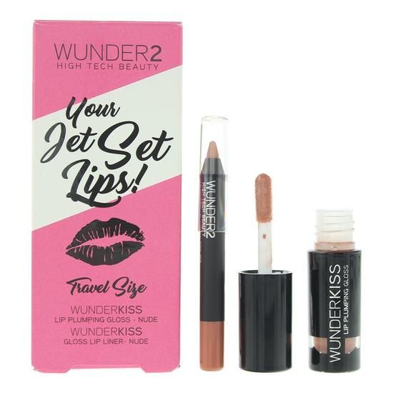 Wunder2 Your Jet Set Lips! Lip Plumping Gloss & Gloss Lip Liner Nude