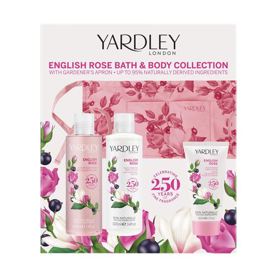 Yardley English Rose Bath & Body Set With Gardeners Apron 340g