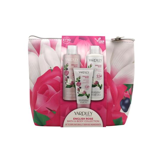 Yardley English Rose Gift Set 100ml Body Wash + 100ml Body Lotion + 50ml Hand Cream + Bag