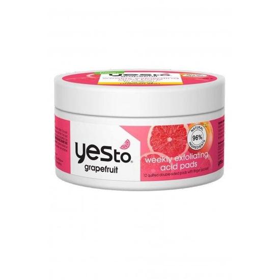 Yes To Grapefruit Exfoliating Acid Pads Glow Boosting 12 Quilted Pads Double Sided