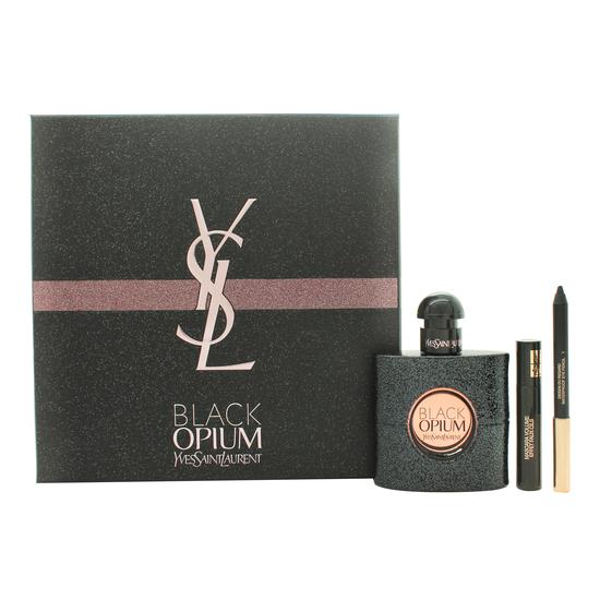 Yves Saint Laurent Black Opium Gift Set 50ml Eau De Parfum + 0.8g Eye Pencil + 2ml Mascara False Lash Effect