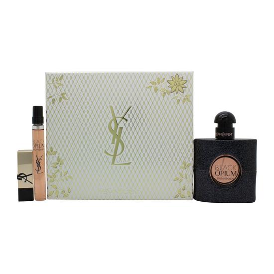 Yves Saint Laurent Black Opium Gift Set 50ml Eau De Parfum + 10ml Eau De Parfum + Mini Rouge Pur Couture Lipstick Rouge Muse