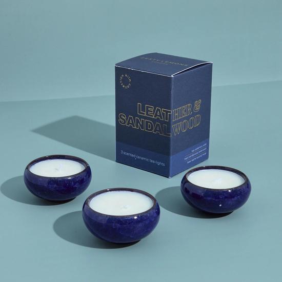 Zesty Lemons Contemporary Kiln Navy Tea Lights