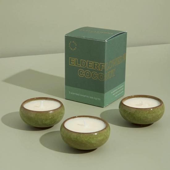 Zesty Lemons Contemporary Kiln Olive Tea Lights