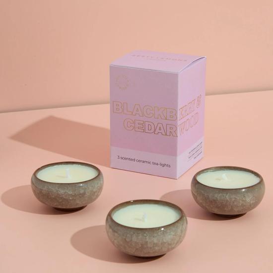 Zesty Lemons Contemporary Kiln Pink Tea Lights