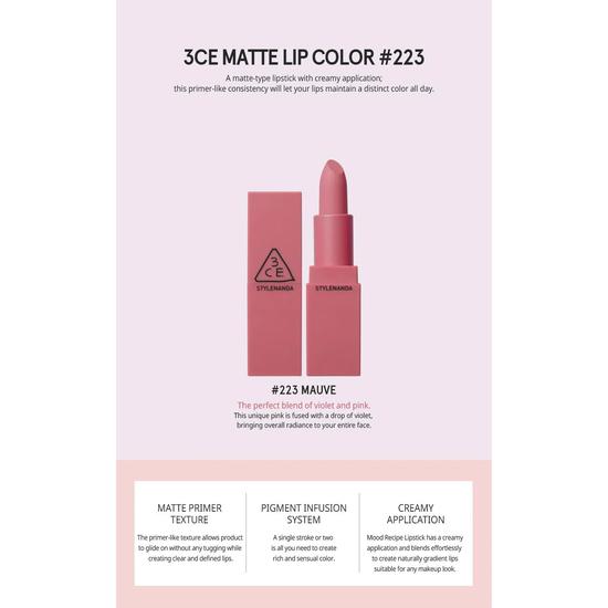 3CE Supreme Violet Matte Lip Colour 223 Mauve