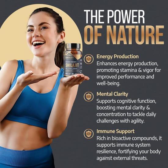 Absolute Shilajit 500mg Maximum Strength Capsules 60 Capsules