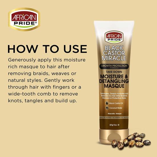 African Pride Black Castor Miracle Growth Protection Detangling Masque 227 g