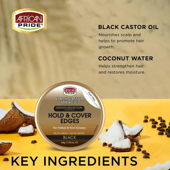 African Pride Black Castor Miracle Hold & Cover Edges Growth Protection 64 g