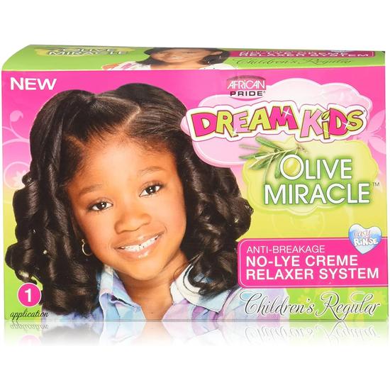African Pride Dream Kids Olive Miracle No Lye Creme Relaxer System 1 Application / Childrens Regular