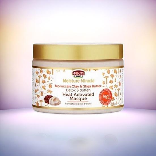 African Pride Moisture Miracle Moroccan Clay & Shea Butter Heat Activated Masque 12oz