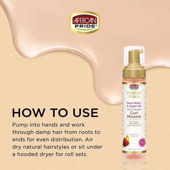 African Pride Moisture Miracle Rose Water & Argan Oil Curl Mousse 8.5oz