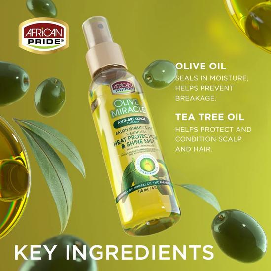 African Pride Olive Miracle Anti Breakage Heat Protection & Shine Mist 118ml