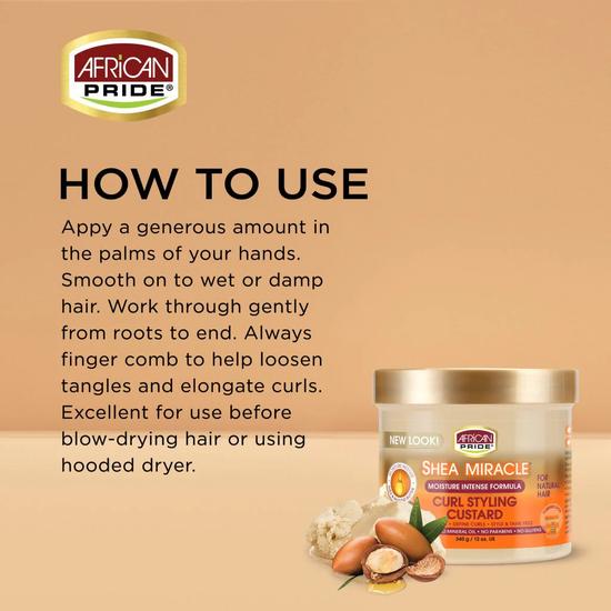 African Pride Shea Butter Miracle Moisture Intense Curl Styling Custard 340g