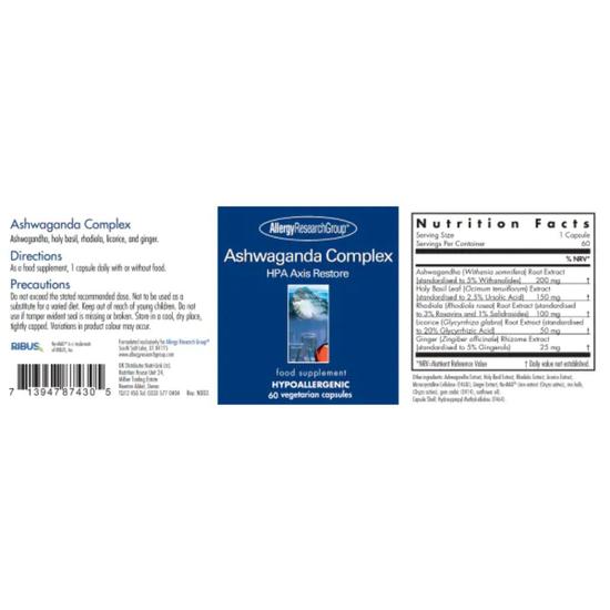 Allergy Research Group Ashwaganda Complex Capsules 60 Capsules