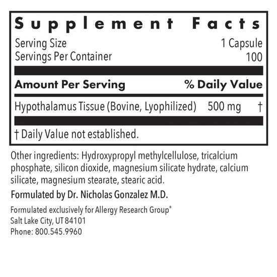 Allergy Research Group Hypothalamus Natural Glandular Capsules 100 Capsules