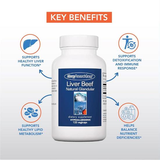 Allergy Research Group Liver Beef Natural Glandular Capsules 125 Capsules