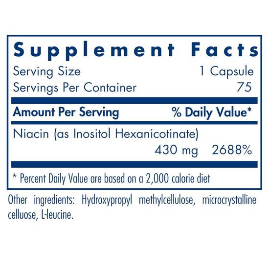 Allergy Research Group No-Flush Niacin 430mg Capsules 75 Capsules