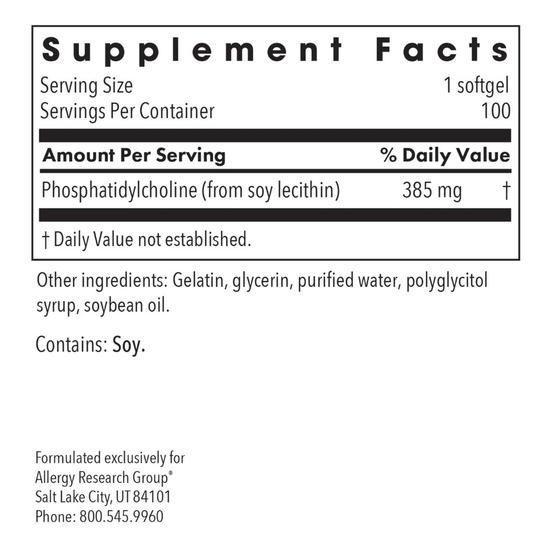 Allergy Research Group Phosphatidyl Choline 385mg Softgels 100 Softgels