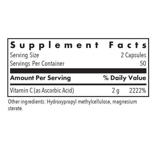 Allergy Research Group Pure Vitamin C Capsules 1000mg 100