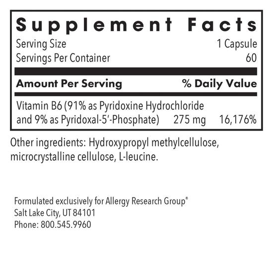 Allergy Research Group Pyridoxine P5p Vitamin B6 Capsules 60 Capsules