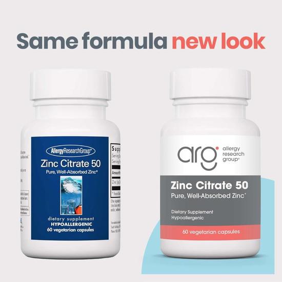 Allergy Research Group Zinc Citrate 50mg Capsules 60 Capsules