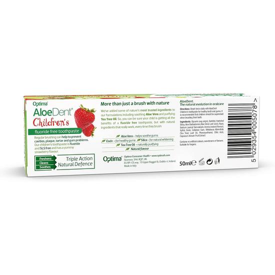 Aloe Dent Aloedent Aloe Vera Flouride Free Toothpaste 50ml / Strawberry Flavour