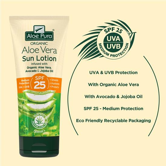 Aloe Pura Organic Aloe Vera Sun Lotion SPF 15 200ml