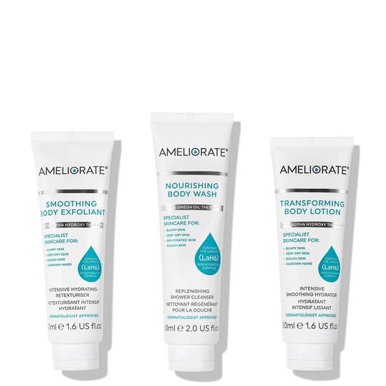AMELIORATE 3 Steps To Smooth Skin Set Body Wash & Lotion With Body Exfoliant Kit